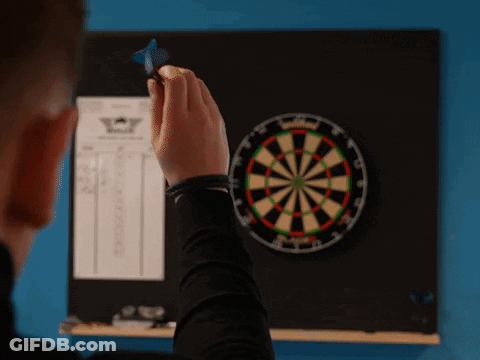 Man Throwing Dart At Dartboard GIF