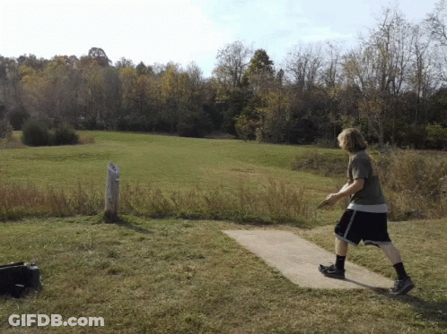 Man Throwing Frisbee In Grassy Field GIF