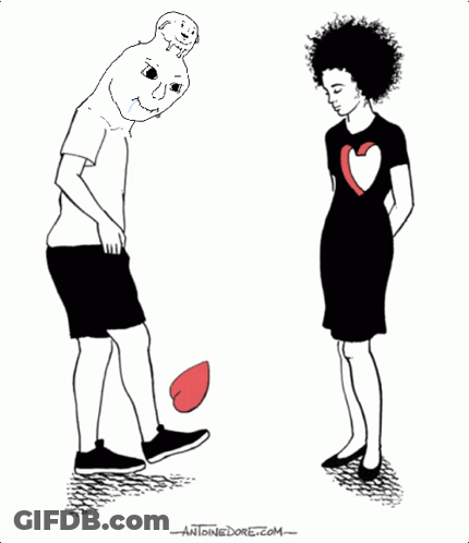 Man Throwing Heart At Woman GIF