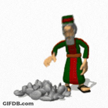 Man Throwing Rock At Pile Of Rocks GIF