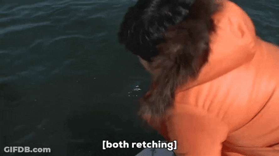Man Throwing Up On Boat GIF