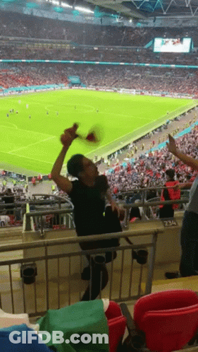 Man Throws Beer Bottle At Soccer Stadium GIF