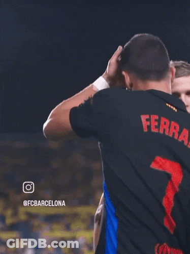 Man Thumbs Up Next To Man With FC Barcelona GIF