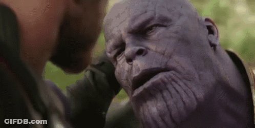 Man Touching Thanos Face Avengers Infinity War GIF