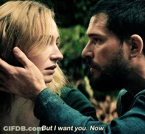 Man Touching Woman's Face But I Want You Now GIF
