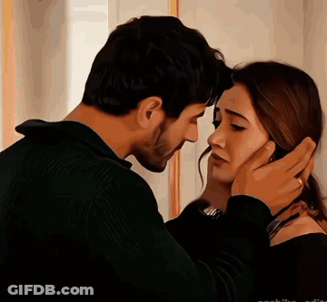 Man Touching Woman's Face In Painting GIF