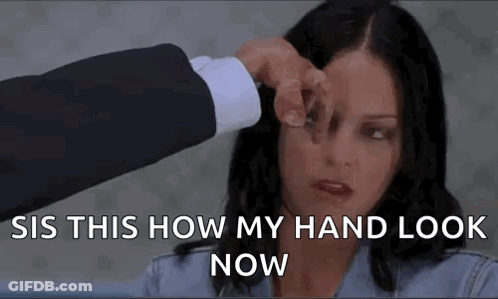 Man Touching Woman's Forehead Asking Is This How My Hand Look Now GIF