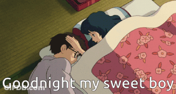 Man Touching Woman's Forehead Saying Goodnight My Sweet Boy GIF