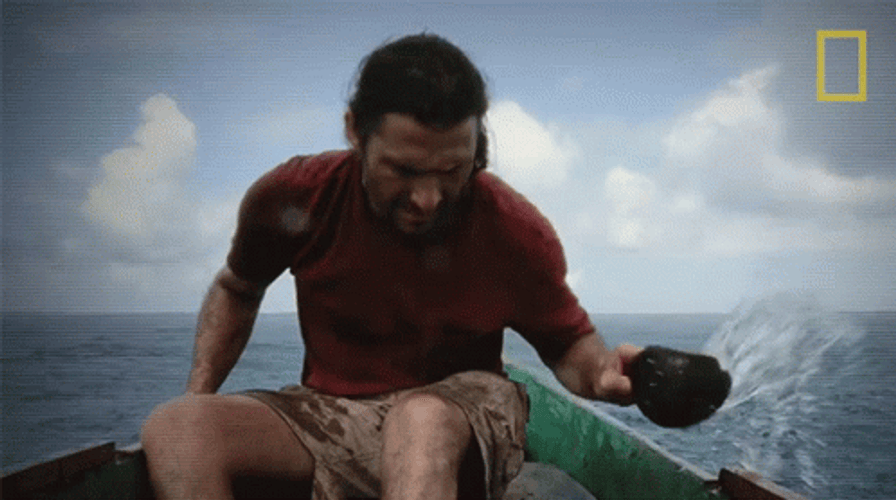 Man Trapped In Flooding In The Boat GIF