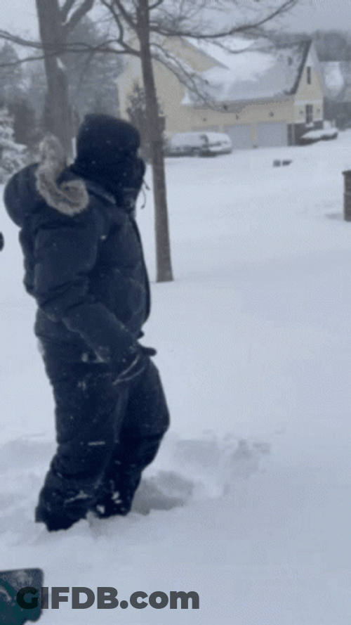 Man Tripping On Snow On Snow Day GIF