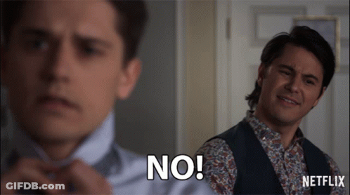Man Tying Tie And Another Saying No GIF