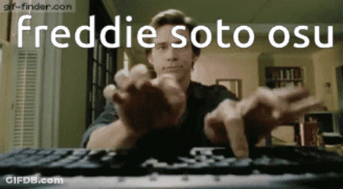 Man Typing Freddie Soto OSU On Screen GIF