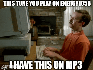Man Typing On Computer This Tune You Play On Energy 1068 I Have This On MP3 GIF