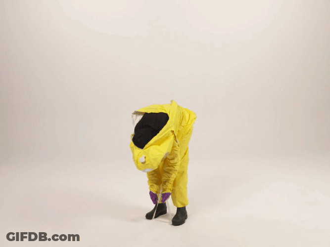 Man Undressing The Hazmat Suit GIF