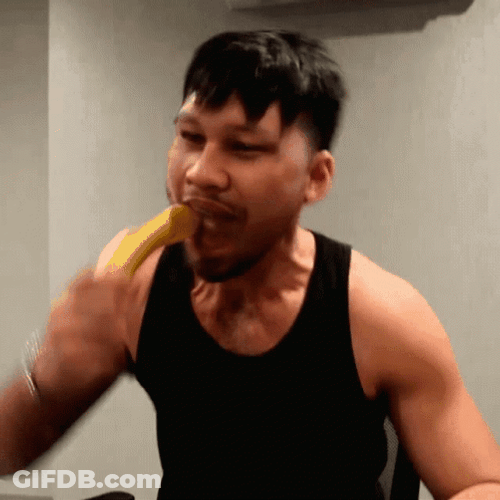 Man Unpeeled Banana Mukbang Meme GIF