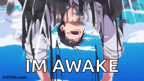 Man Upside Down Saying Im Awake GIF