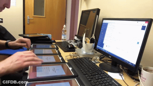 Man Using Computer With Microsoft Screen GIF
