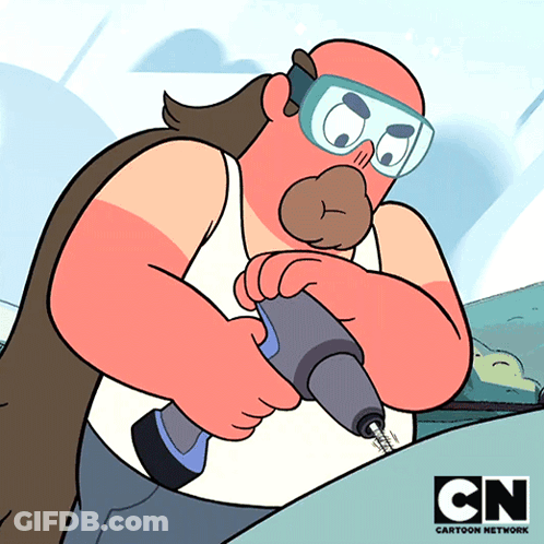 Man Using Drill Cartoon Network GIF
