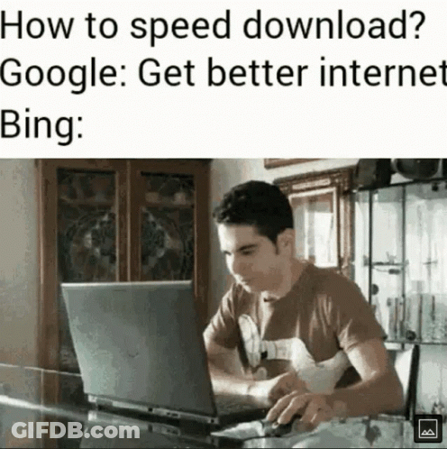 Man Using Laptop Saying How To Speed Download Google GIF