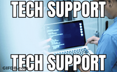 Man Using Laptop Saying Tech Support GIF