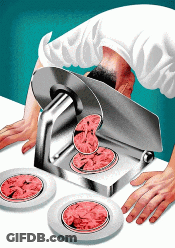 Man Using Meat Slicer GIF