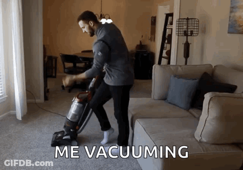 Man Vacuuming Me Vacuuming GIF