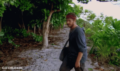 Man Walking Down Dirt Path With BBC GIF