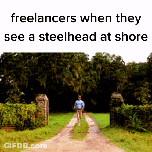 Man Walking Down Dirt Road With Freelancers Words GIF