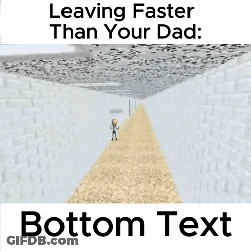 Man Walking Down Hallway Leaving Faster Than Your Dad Bottom Text GIF