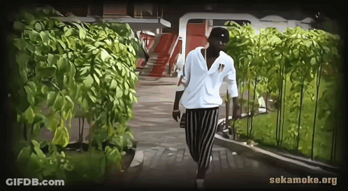 Man Walking Down Path With Sekamoke.org GIF