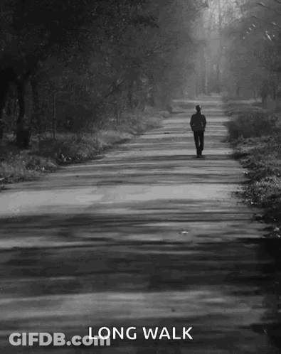 Man Walking Down Road Long Walk GIF