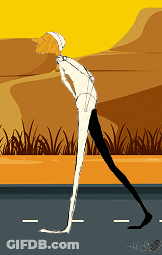 Man Walking Down Road With MC GIF