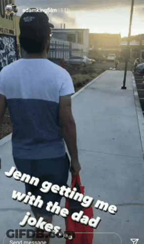 Man Walking Down Sidewalk Jenn Getting Me Dad Jokes GIF