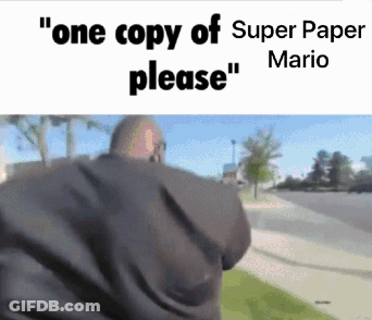 Man Walking Down Sidewalk Saying One Copy Of Super Paper Please GIF