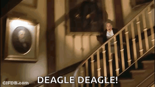 Man Walking Down Stairs Deagle Deagle GIF
