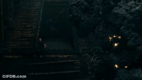 Man Walking Down Stairs In Dark GIF