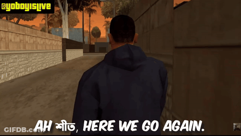 Man Walking Down Street Saying Ah Here We Go Again GIF