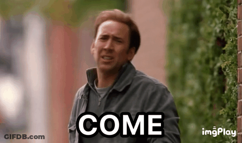 Man Walking Down Street Saying Come GIF