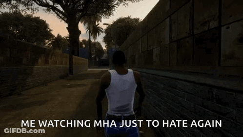 Man Walking Down Street Saying Me Watching MHA GIF