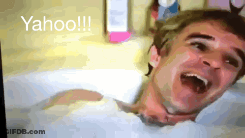 Man Walking Down Street With Yahoo GIF