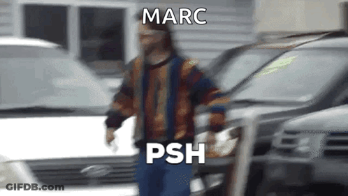 Man Walking In Front Of Cars With Marc Psh GIF