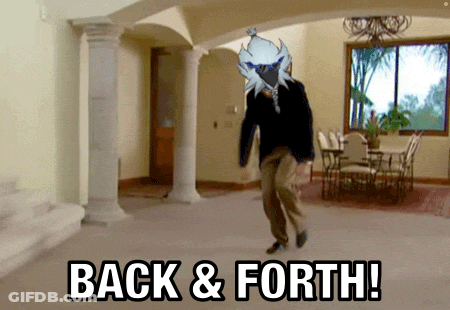 Man Walking In Room With Back & Forth On Floor GIF