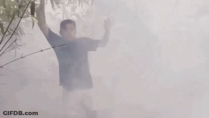 Man Walking In The Fog GIF