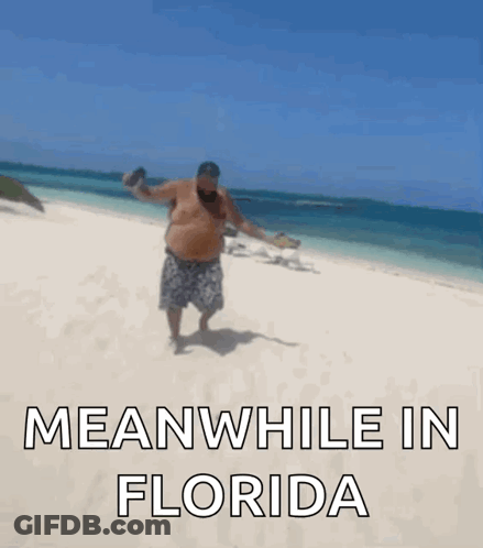 Man Walking On Beach Meanwhile In Florida GIF