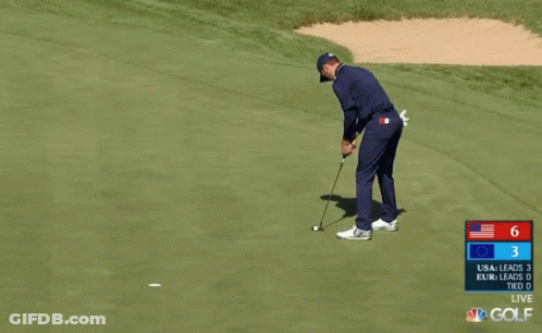Man Walking On Golf Course With CBS PGA Tour Scoreboard GIF
