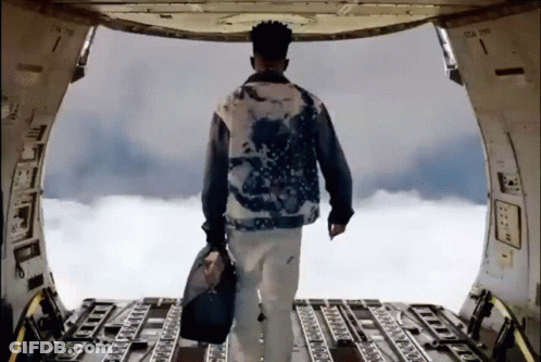 Man Walking Out Of Plane Number 1 GIF