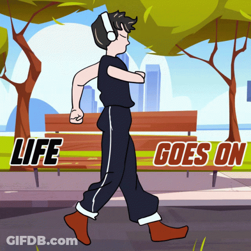 Man Walking Saying Life Goes On GIF