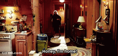 Man Walking Through Kitchen Saying Honey I'm Home GIF