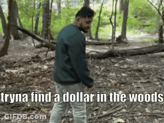 Man Walking Through Woods Wynn Find A Dollar In The Woods GIF