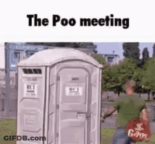 Man Walking To Portable Toilet The Poo Meeting GIF